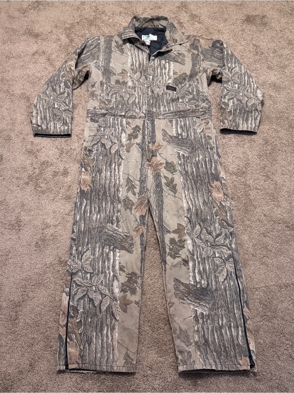 Vintage Liberty Camo Coveralls Mens XL 46-48 Green Hunting Outdoor Pockets Logo